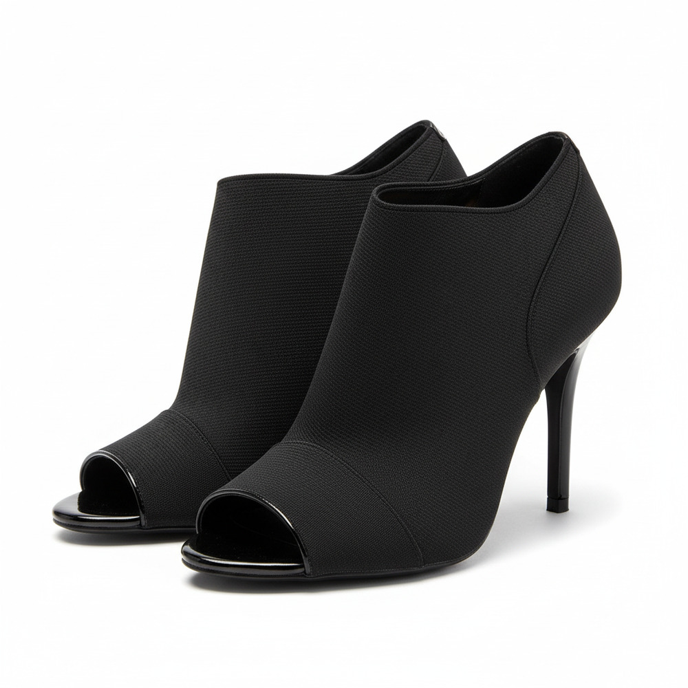 Adrianna Papell Black Peep Toe Bootie Heels – Size 7M